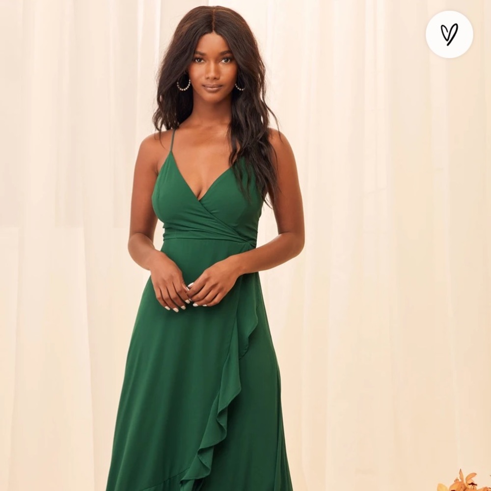 Lulus emerald green lace up maxi dress